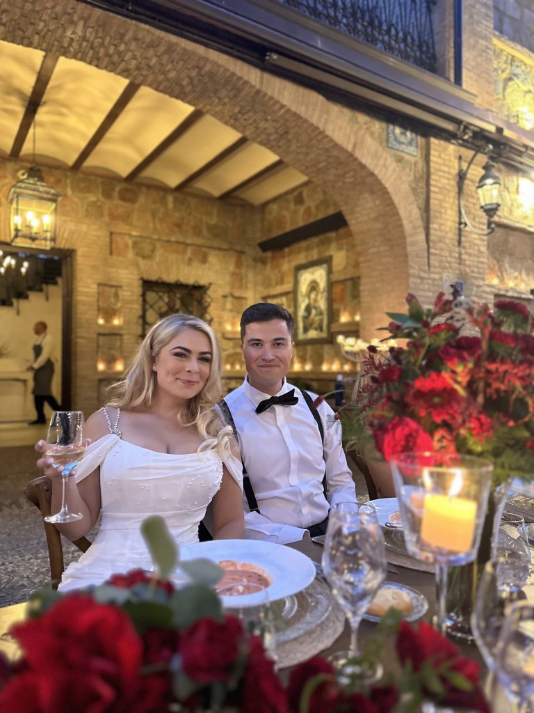 Carlos and Kallie on their wedding day in Spain